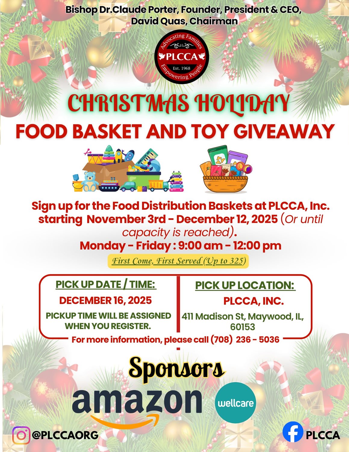 PLCCA Christmas Holiday Food Basket and Toy Giveaway